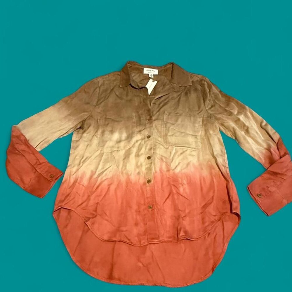 Cloth & Stone x Anthropologie Ombre Tie-Dye Button Down Shirt size medium